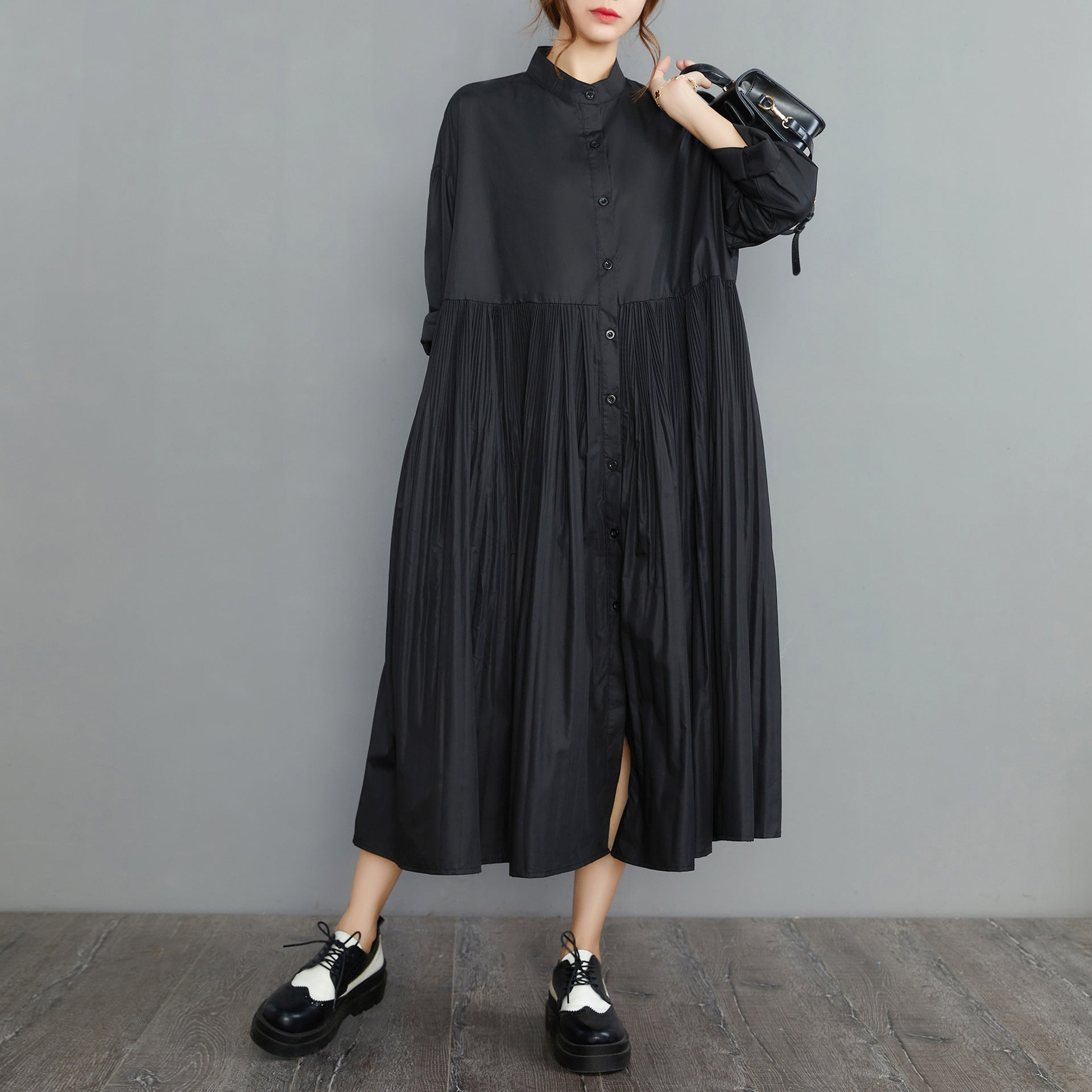 Vintage Stand Collar Plus Sizes Fall Shirts Dresses