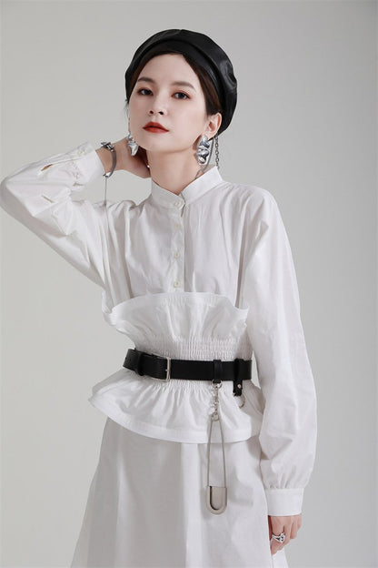 Women Ruffled Slim Waist Long Sleeves Fall Dresses