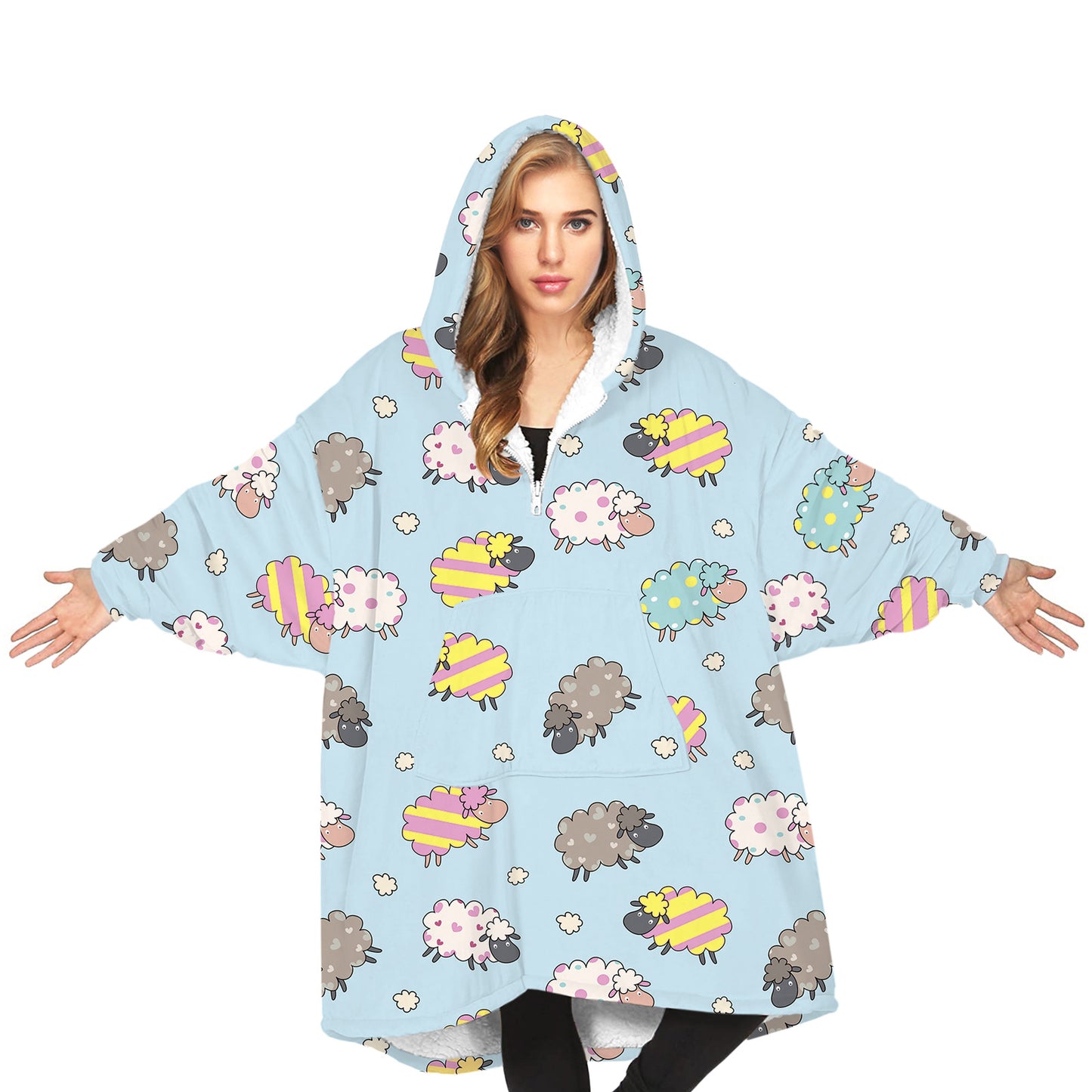 Soft Bee Print Lazy Wearable Watching TV Blanket