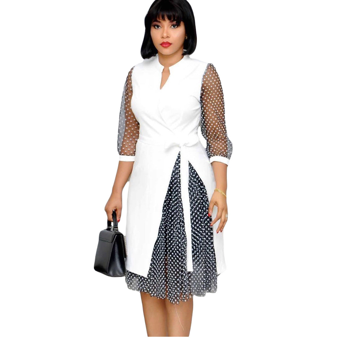 Fashion Dot Print Plus Sizes Women Dresses