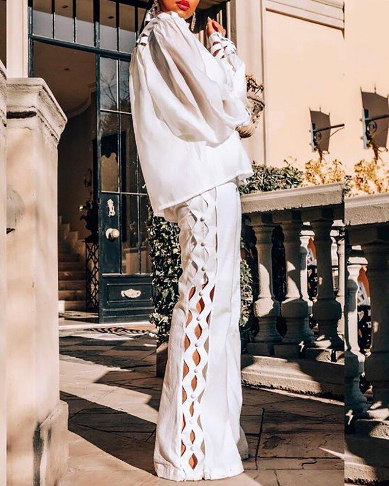 White Hollow Out Summer Beach Jumsuits-STYLEGOING