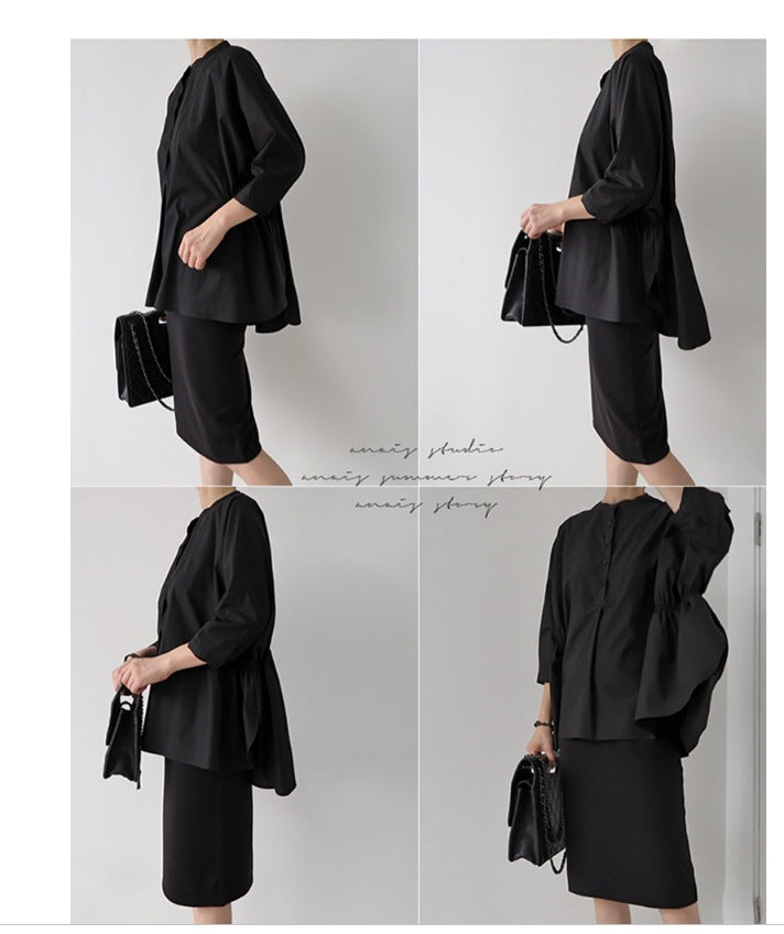 Women Irregular 3/4 Length Sleeves White Shirts