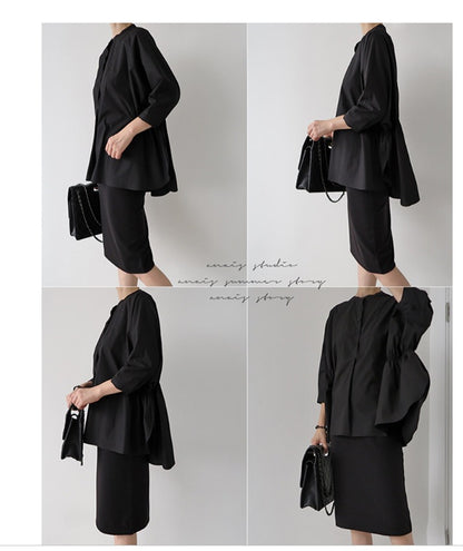 Women Irregular 3/4 Length Sleeves White Shirts