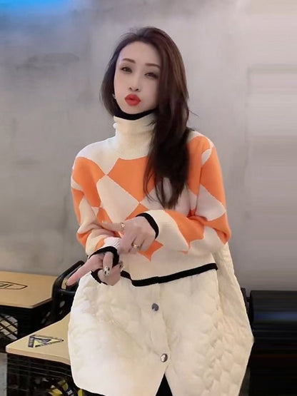 Women High Neck Winter Pullover Coat Sweaters