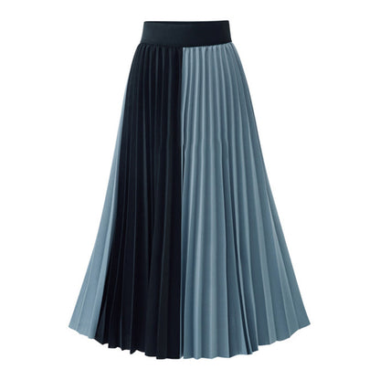 Women Contrast Color Women Pleated Skirts