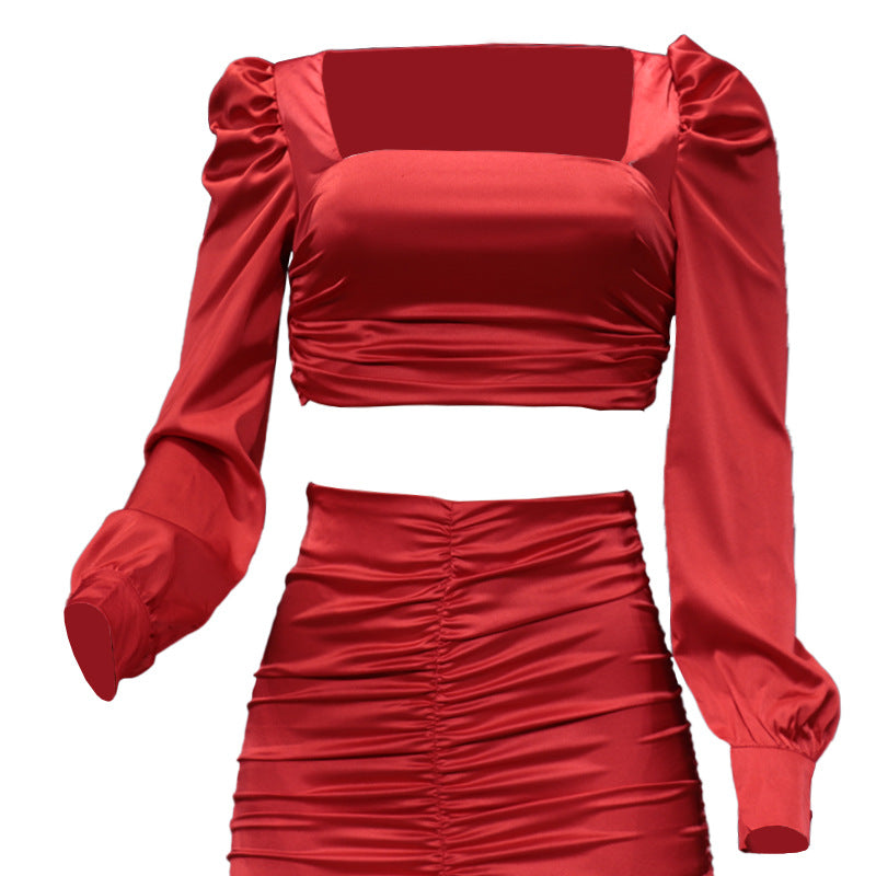 Sexy Ruffled High Waist Short Tops & Skirts for Women