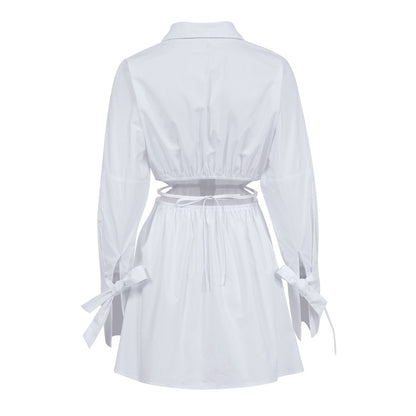 Sexy Waist Baring Long Sleeves Women Short Shirts Dresses