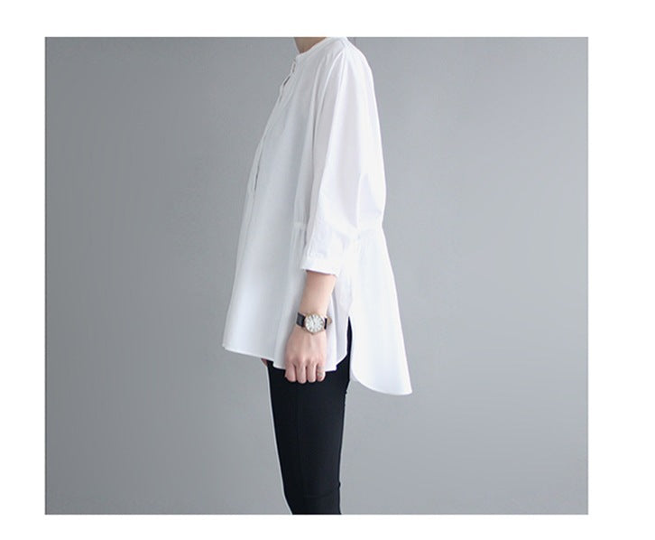 Women Irregular 3/4 Length Sleeves White Shirts