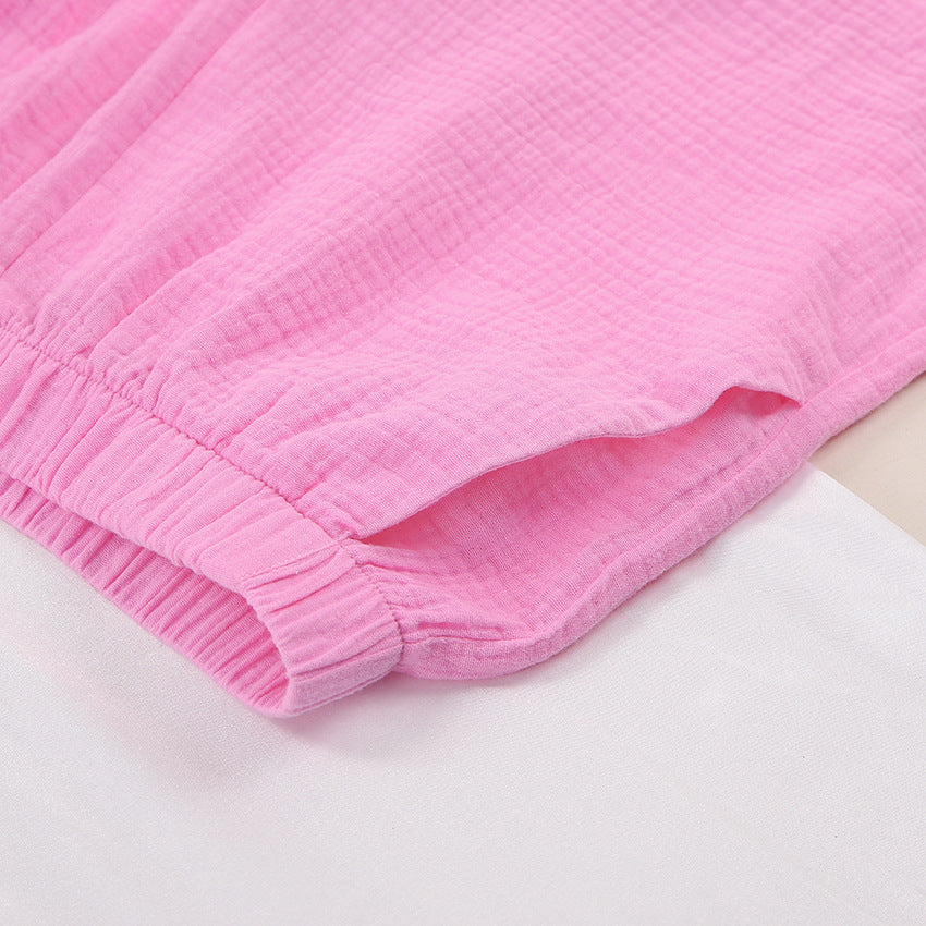 Women Cotton Two Pieces Shirts and Crop Shorts Sets