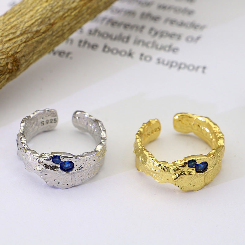 Irregular Wide Design Women Sterling Silver Rings