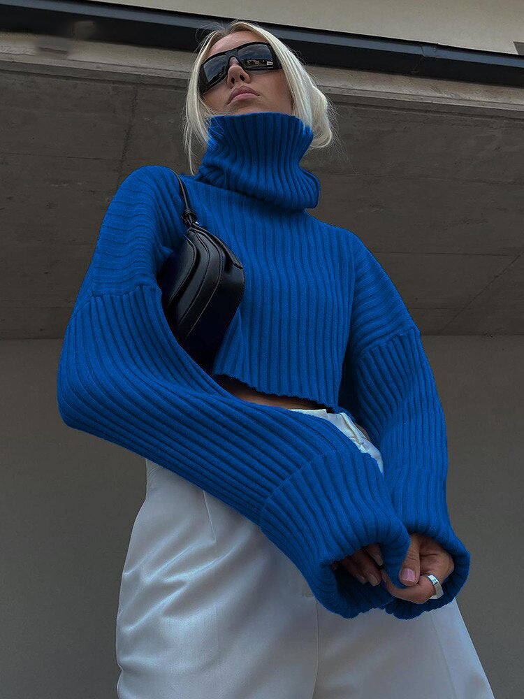 Fashion Turtle Neckline Pullover Short Sweaters