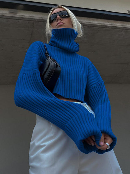 Fashion Turtle Neckline Pullover Short Sweaters