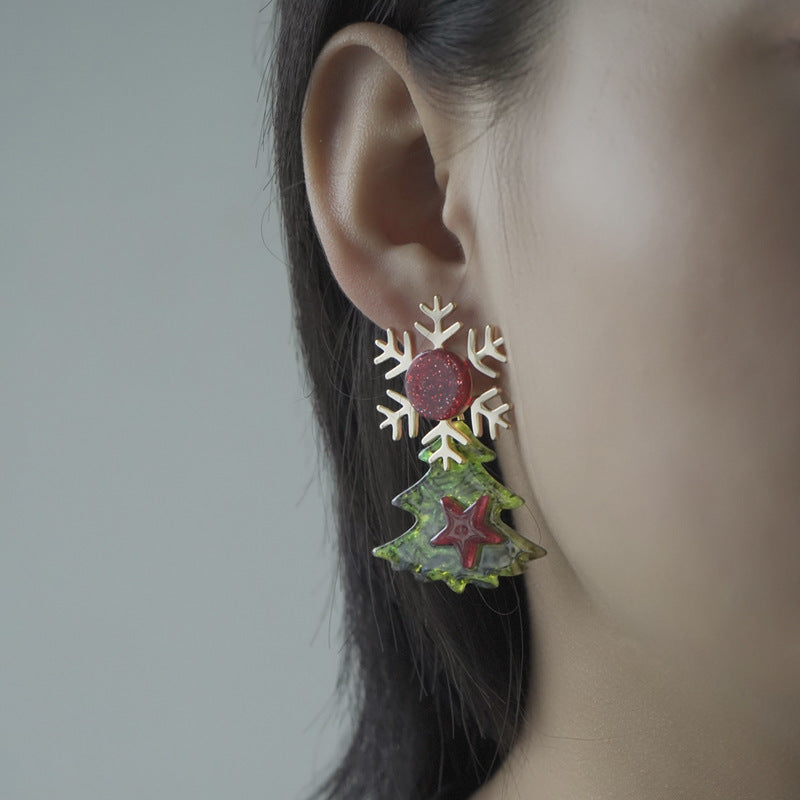 Merry Christmas Tree Design Women Earrings