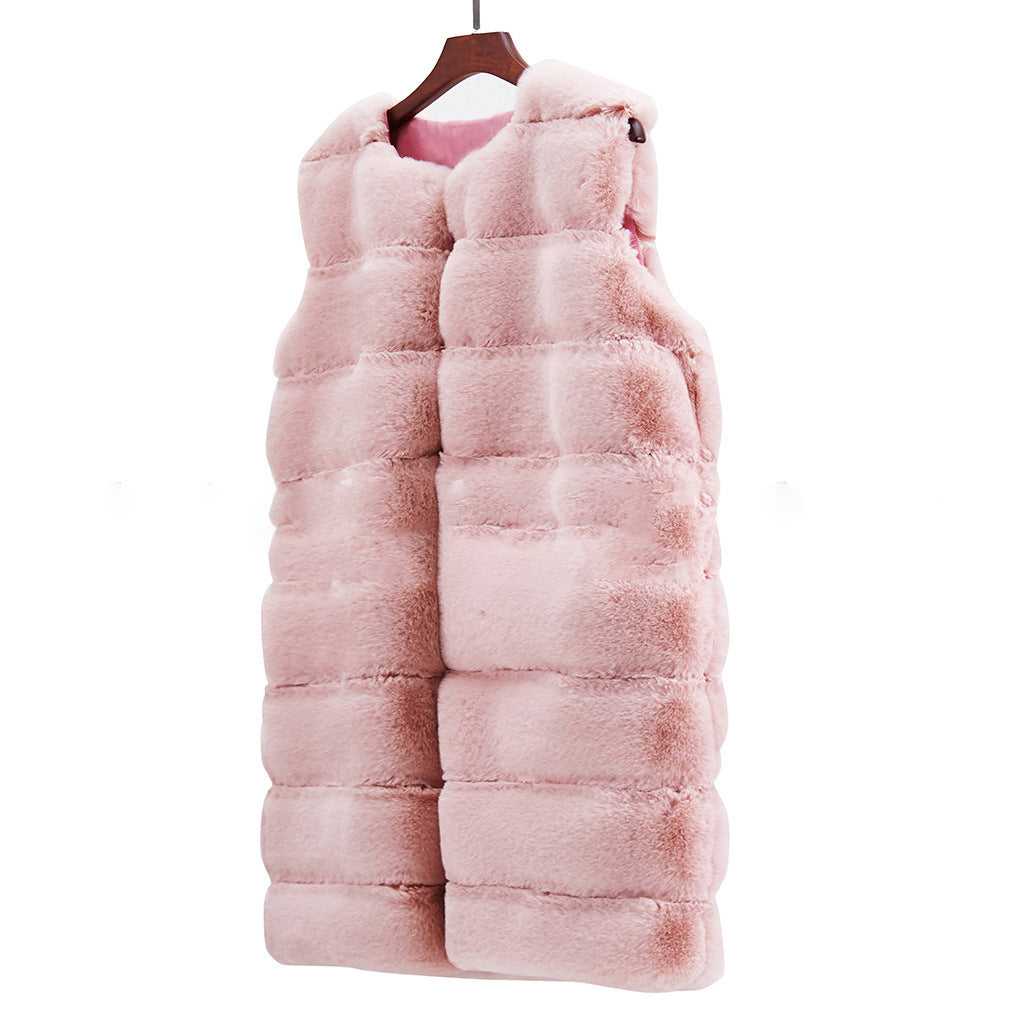Artificial Fur Warm Winter Long Vest for Women