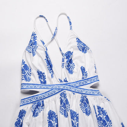 Sexy Split Front Backless Boho Lace Up Long Dresses-STYLEGOING