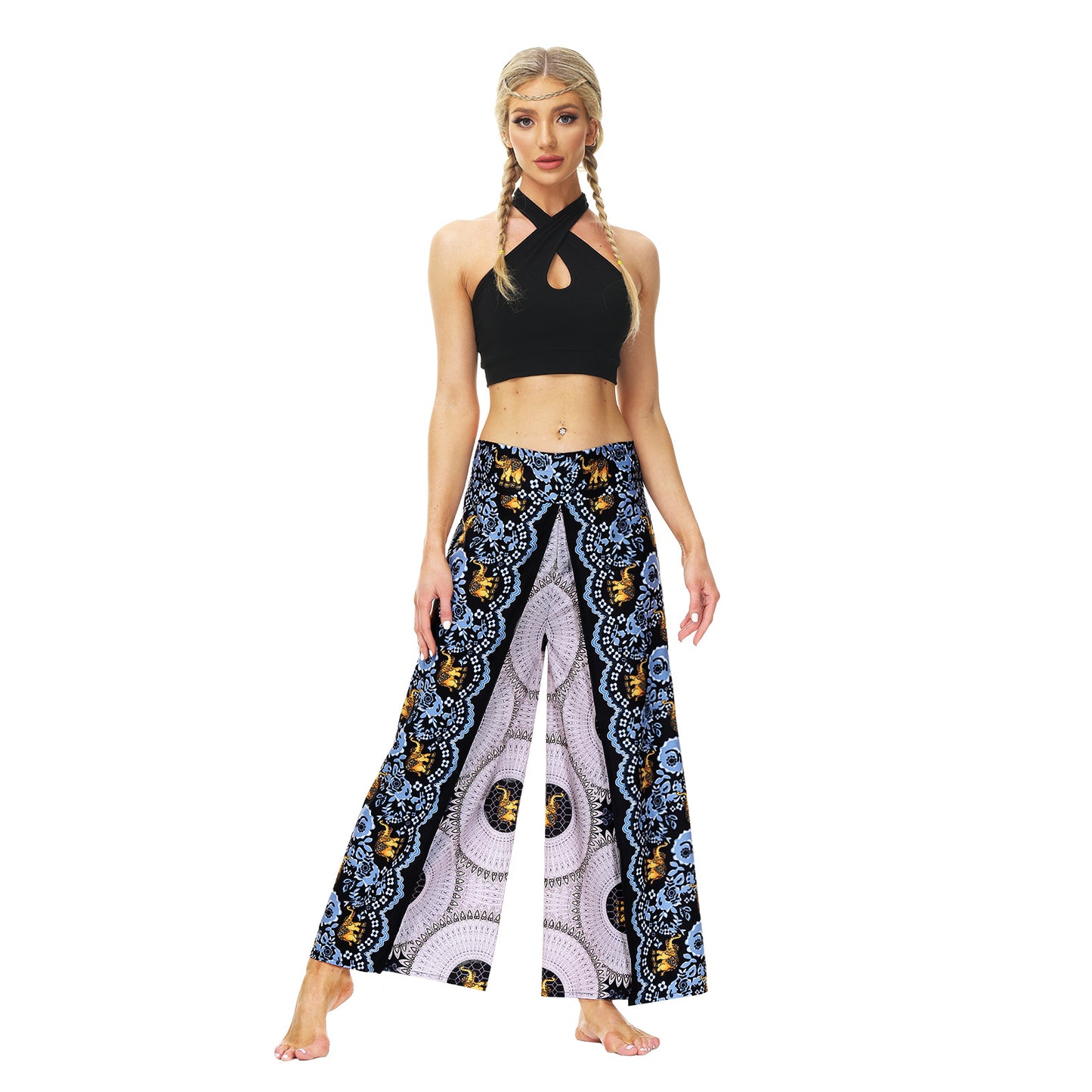 Casual Floral Print Women Yoga Loose Pants