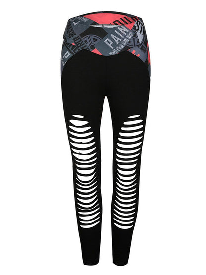 Sexy Letter Design See Through Yoga Leggings