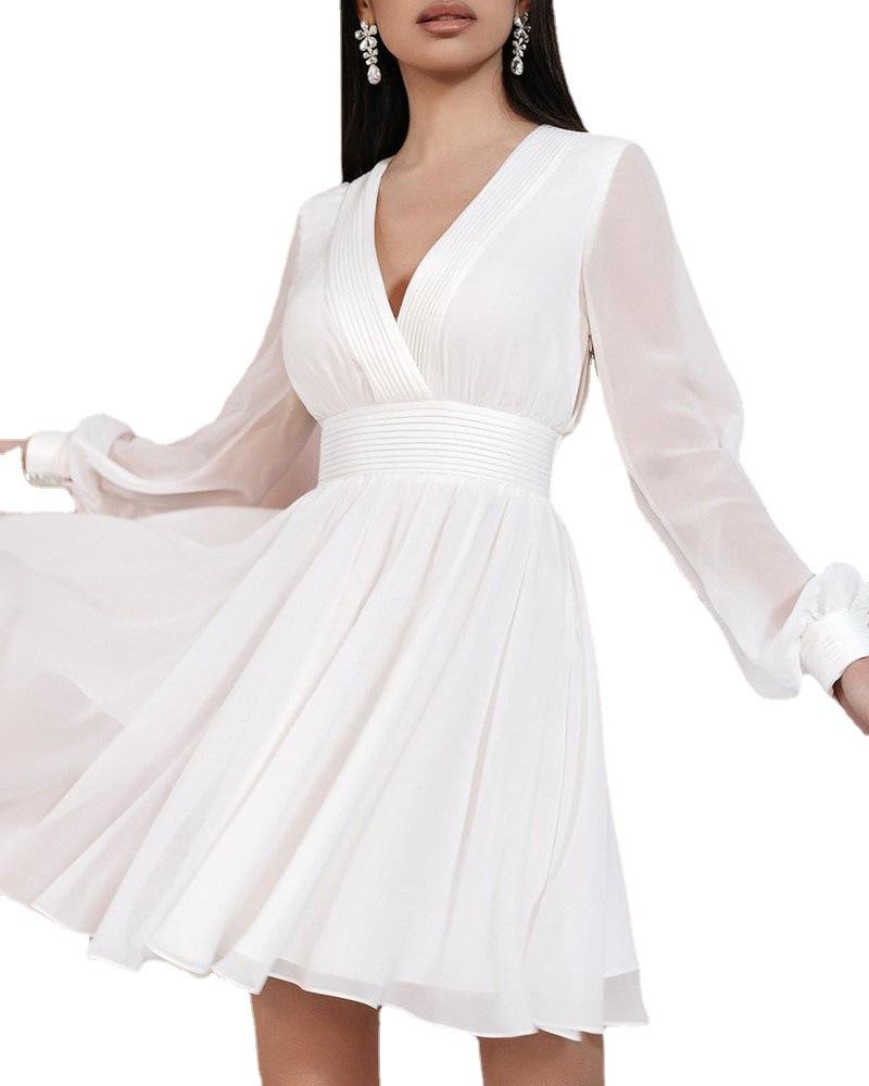 Long Sleeves Fashion Women Short Dresses-STYLEGOING