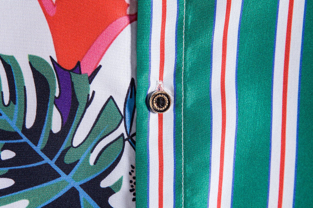 Striped Print Summer Green T Shirts for Men