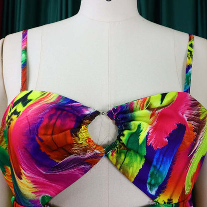 Sexy Floral Print Summer Long Holiday Dresses