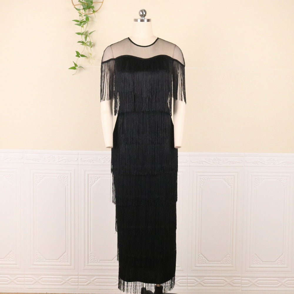 Women Tassels Plus Sizes Party Dresses