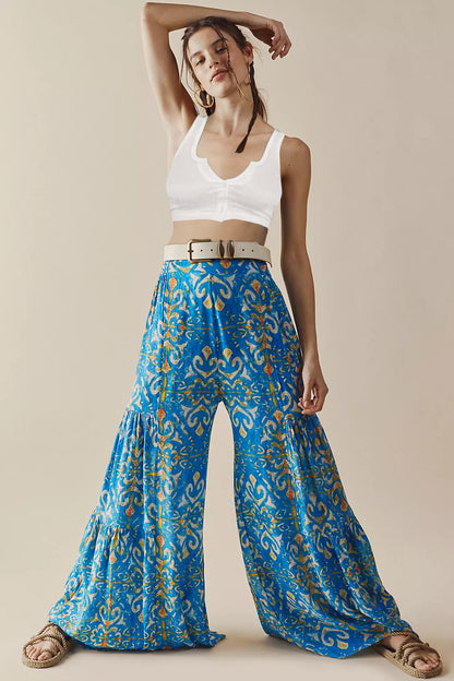 Casual Summer Floral Print Trumpet Pants for Women
