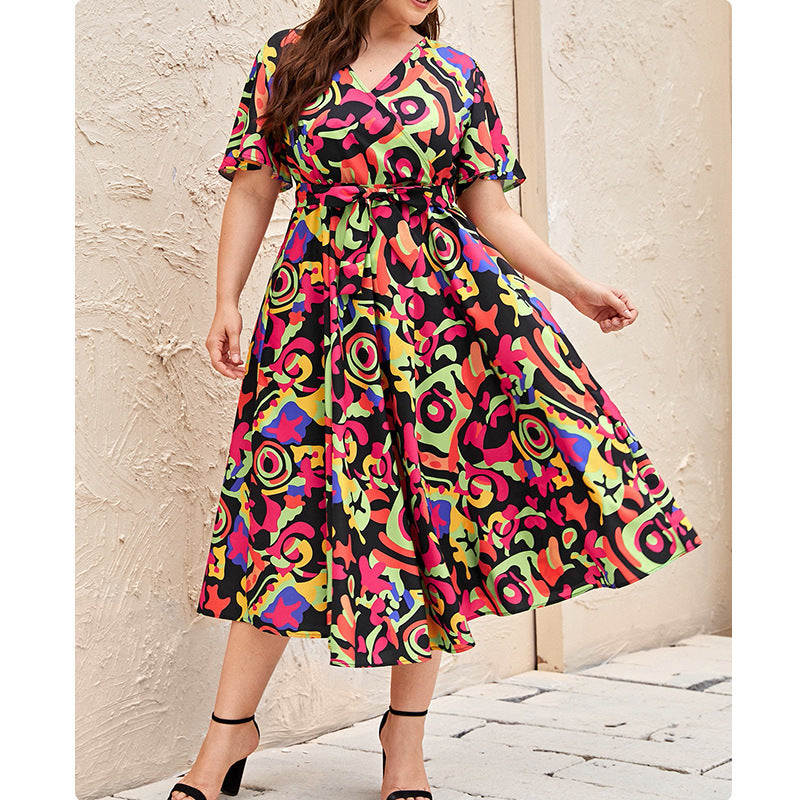 Summer Short Sleeves Plus Sizes Dresses