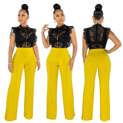 Sexy Back Zippered Wide Legs Pants