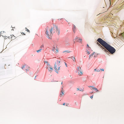 Casual Women Satin Long Sleeves Fall Pajamas for Women