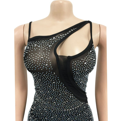 Sexy Diamond Sleeveless Long Evening Party Dresses