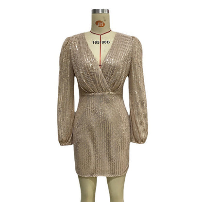 Sexy Sequined Long Sleeves Mini Party Dresses