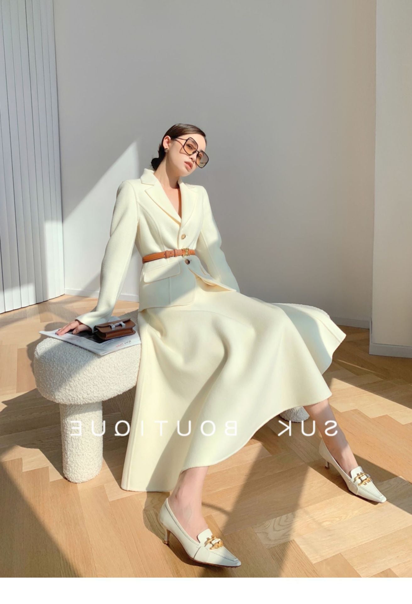 Luxury Woolen Blazer Top & Skirts Sets for Women