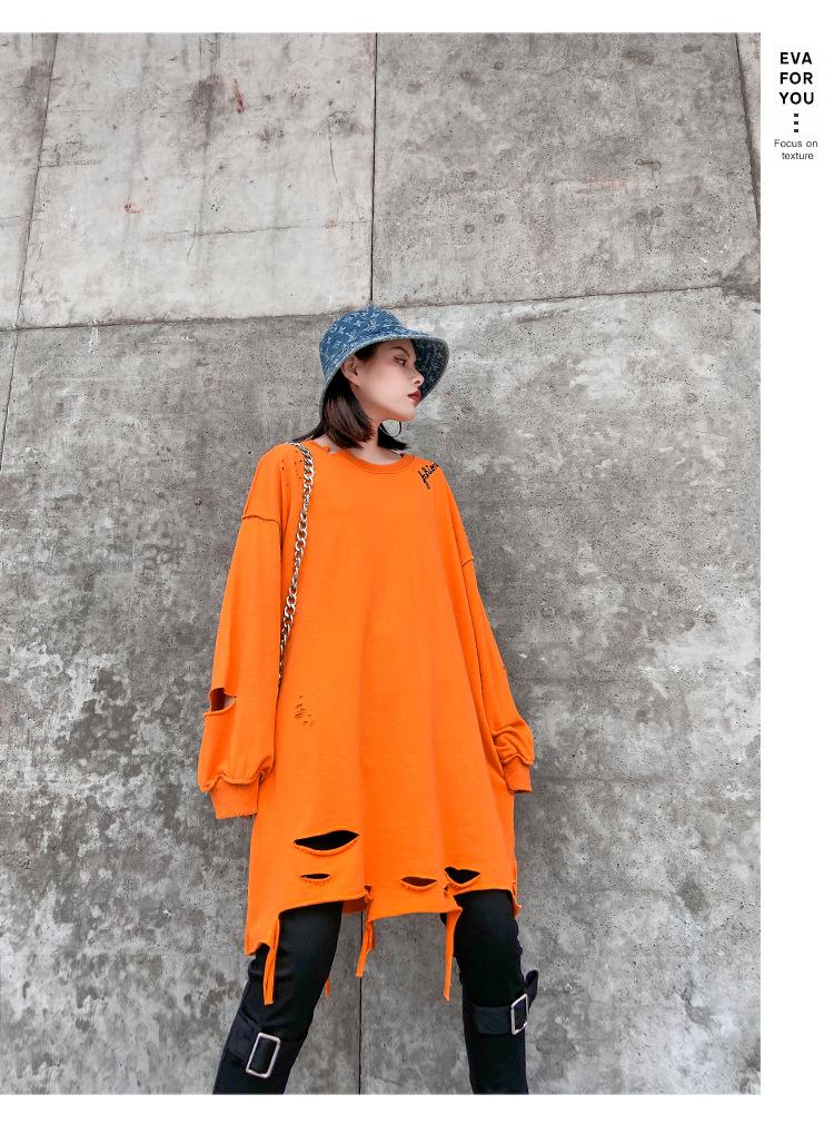 Plus Sizes Broken Holes Hoodies-STYLEGOING