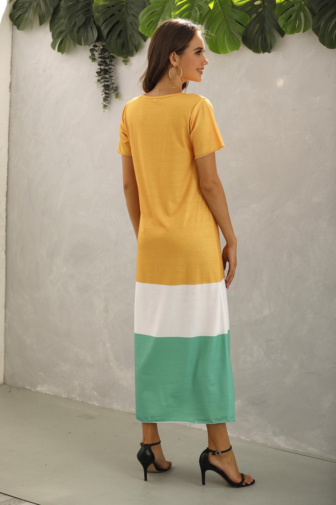 Summer Women Short Sleeves Long Maxi Dresses-STYLEGOING