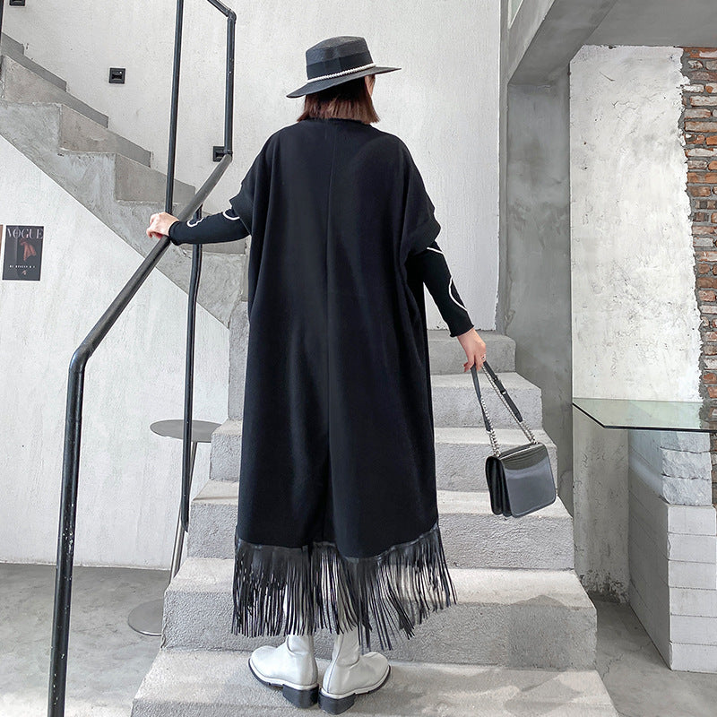 Vintage Tassels Turtleneck Black Dresses for Women