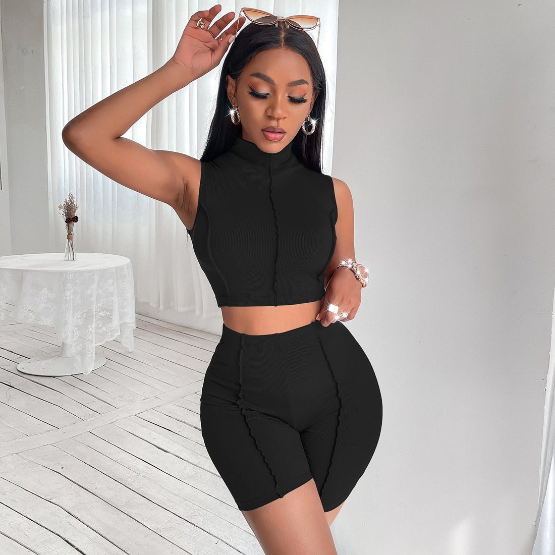 Sexy Two Pieces Short Sport Suits
