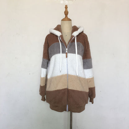 Winter Velvet Zipper Hoodies Overcoat for Women