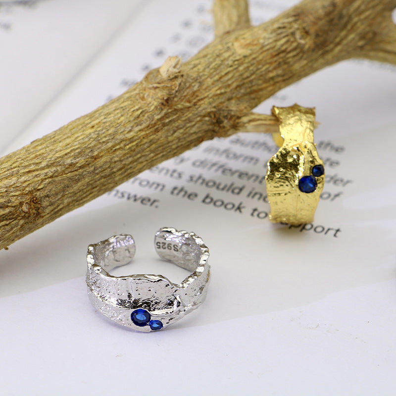 Irregular Wide Design Women Sterling Silver Rings