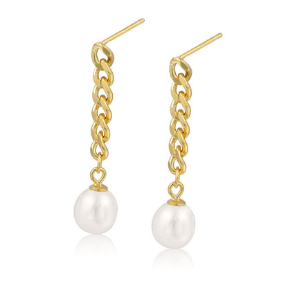 Fashion Sterling Silver Tassel Earring with Pearl E1335