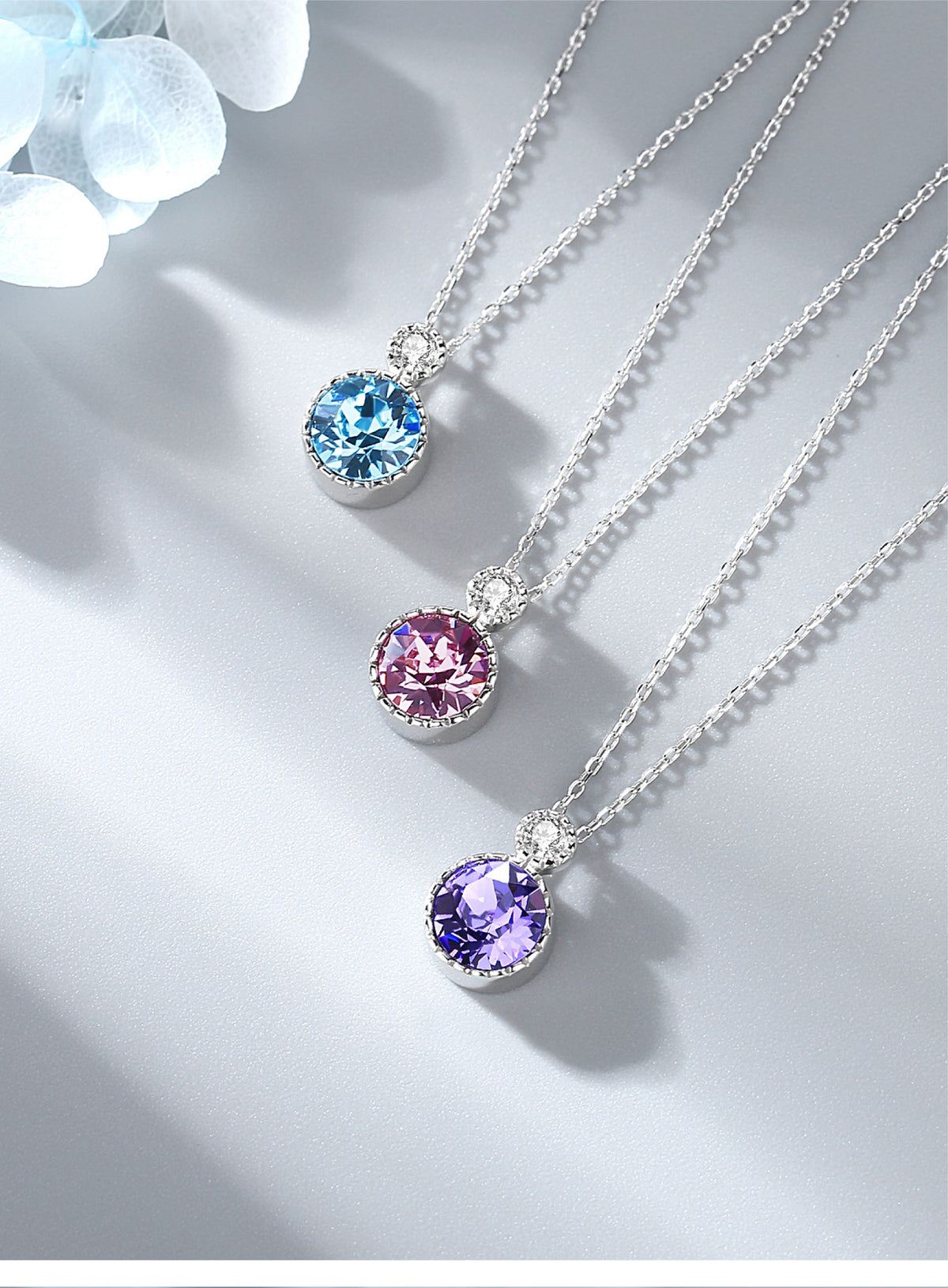 Romantic Crystal Sterling Silver Necklace for Women