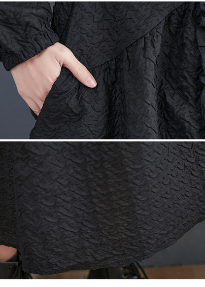 Vintage 3D Flower Black Long Cozy Dresses