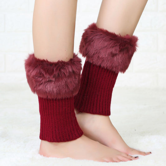 2 Pairs/set Knitted Fur Boot Covers for Women