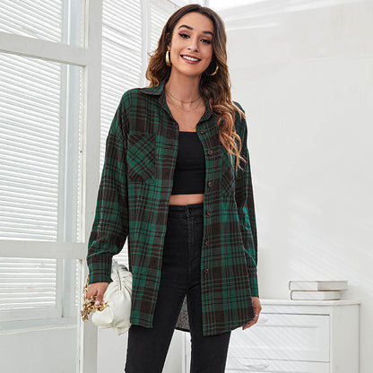 Casual Plaid Design Long Sleeves Shirts for Women