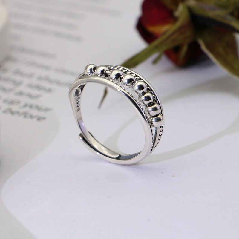 Dot Design Vintage Sterling Sliver Open End Rings
