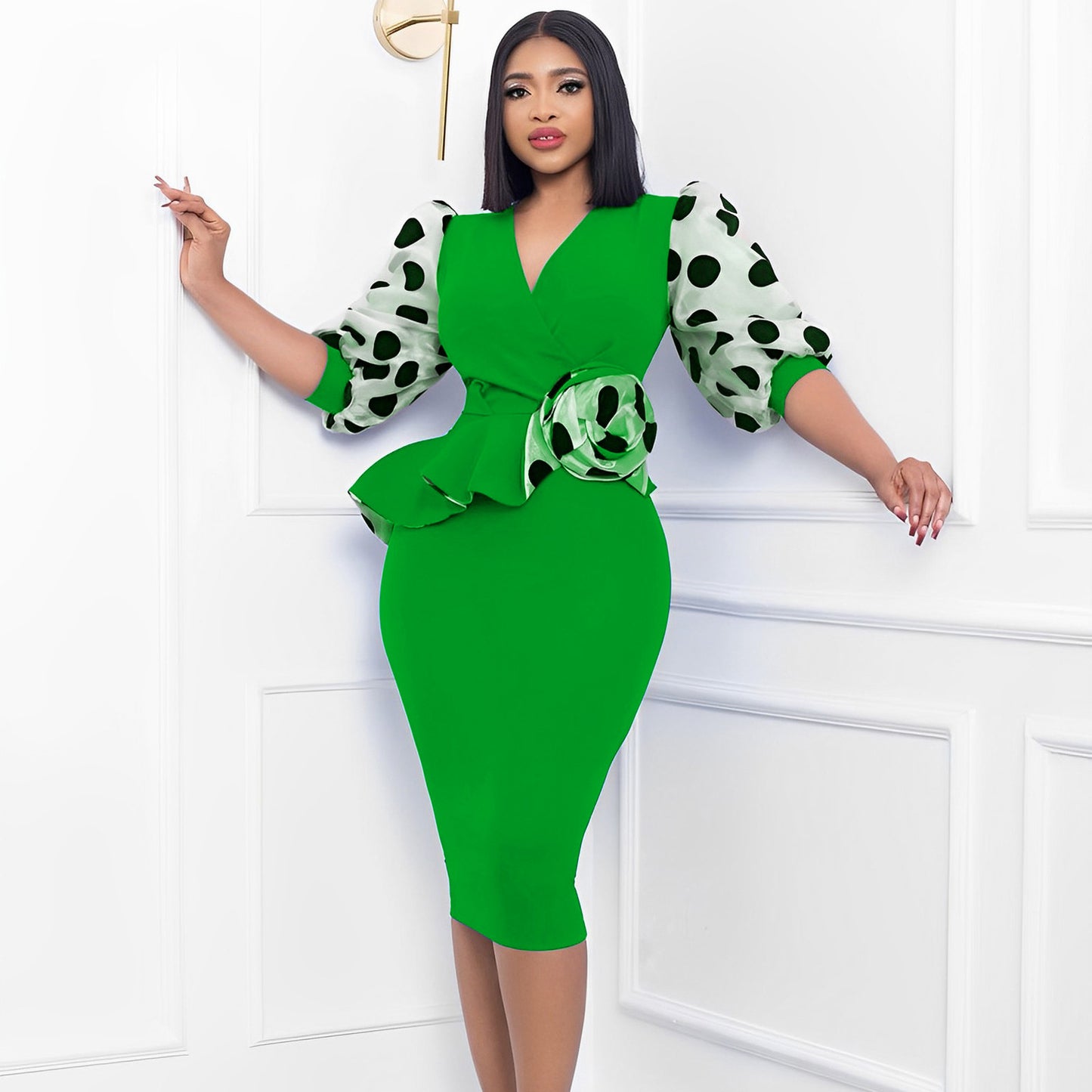 Elegant Puff Sleeves Women Dresses