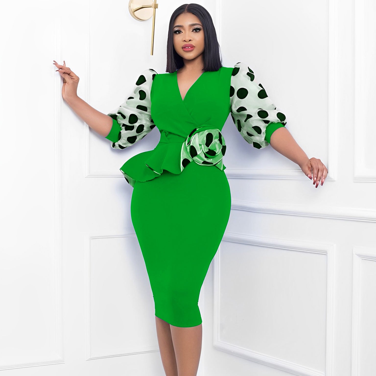 Elegant Puff Sleeves Women Dresses