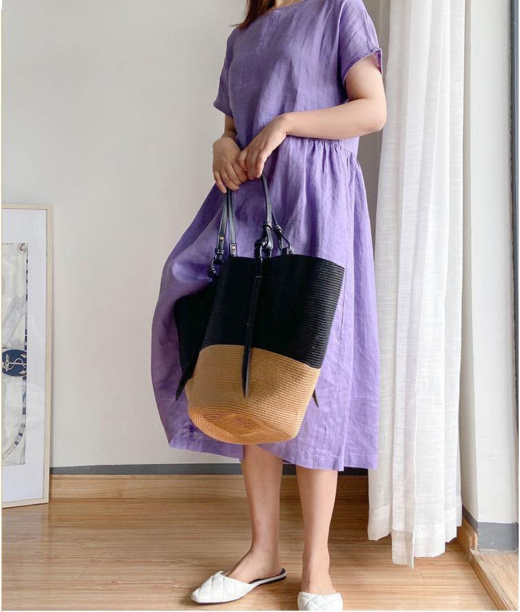 Women Loose Cozy Plus Sizes Midi Dresses-STYLEGOING
