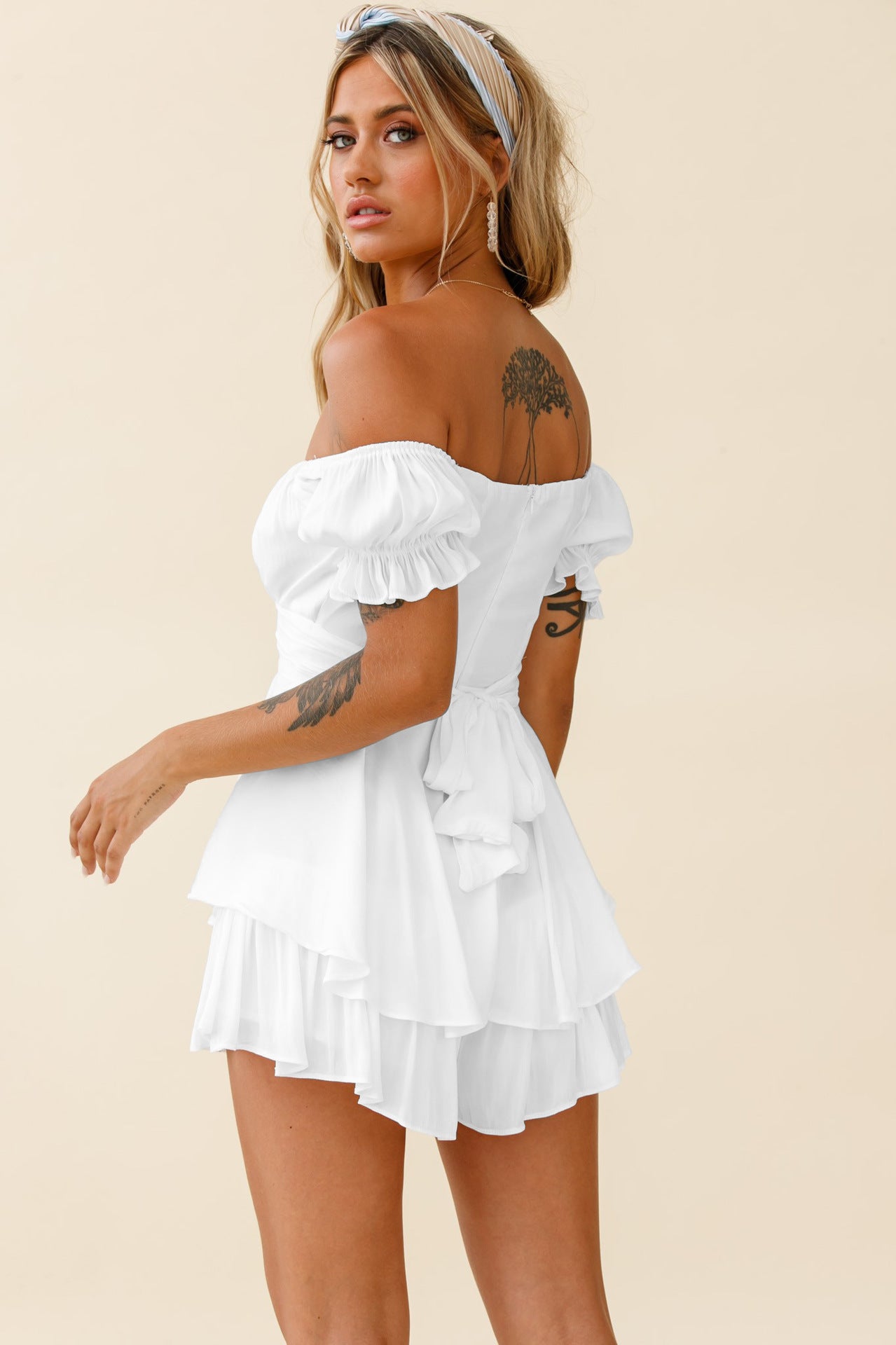 Sexy Off The Shoulder Bandage Short Jumpsuits