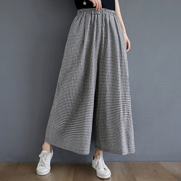 Summer High Elastic Waist Linen Women Loose Pants