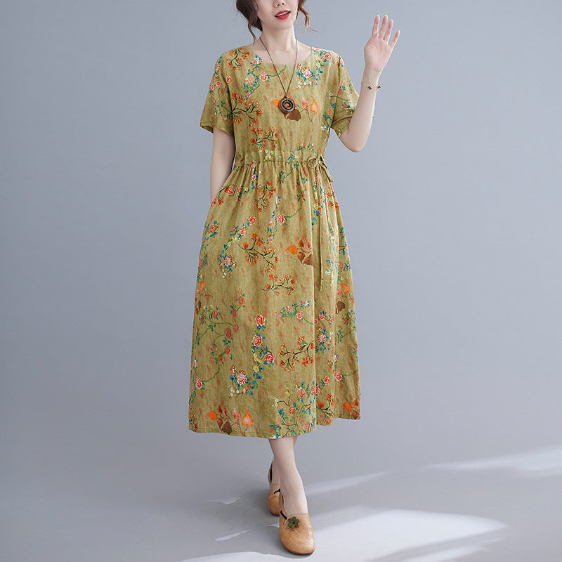 Ethinc Line Summer Half Sleeves Women Long Dresses